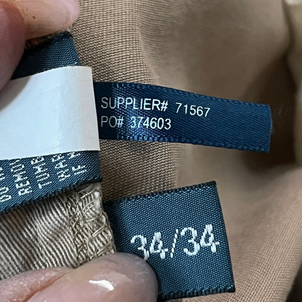 POLO RALPH LAUREN Dry Goods Straight Khaki Pants Men's Size 34/34- 5 Pocket -EUC - Picture 10 of 11